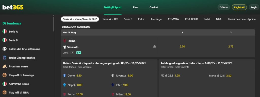 palinsesto bet365